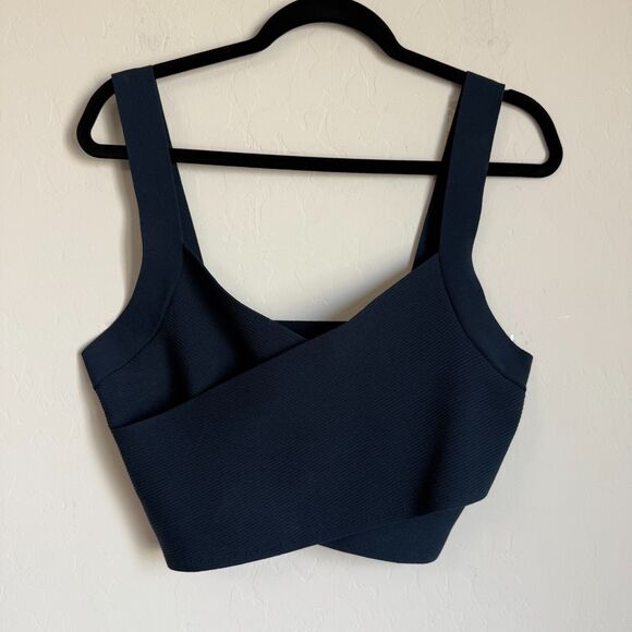 Aritzia Babaton XL Sculpt Knit Greek Tank Navy Blue Ribbed Shape Wear Boho Chic - Picture 2 of 16